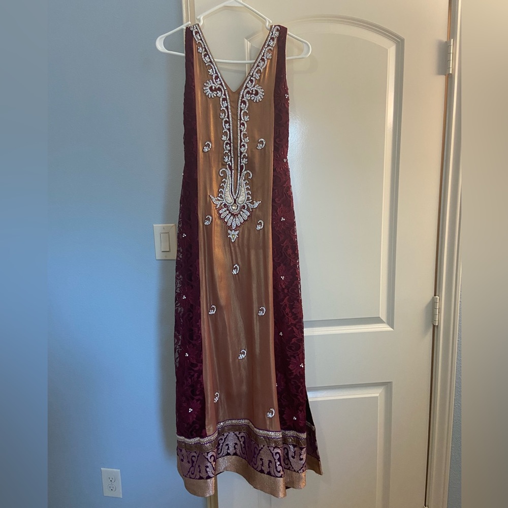 Indian Pakistani long kurta with churidar and dupatta